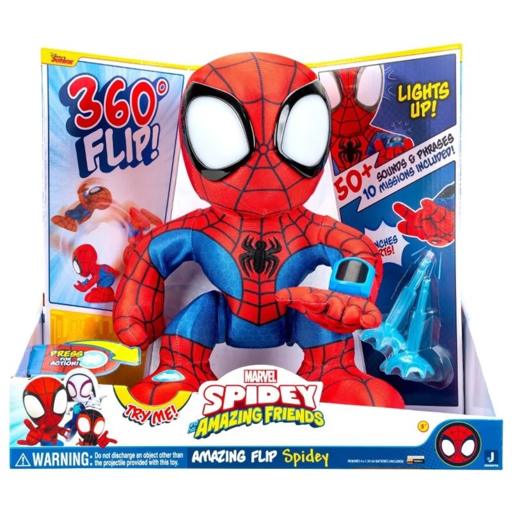 Spidey and His Amazing Friends Flip Spidey Stuffed Animal: Polyester Figure Toy